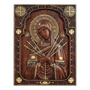 Escultura religiosa de madera moderna Nuestra Señora DE LOS Dolores Virgen María con siete flechas decoración <span class=keywords><strong>del</strong></span> hogar al aire libre arte de pared cristiana - Product Image 4