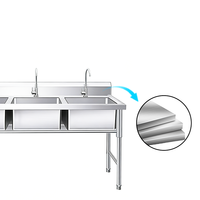 Évier de cuisine Triple Sus trois portes d'usine une en acier inoxydable inclus comptoir de cuisine personnalisé à gratter sans