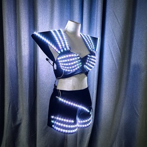 Conjunto de Ropa Luminosa LED Multicolor, Sujetador Luminoso, Chaleco, Pantalones Cortos Sexys, Disfraz Brillante para Espectáculos, Fiestas - Product Image 5