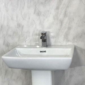 UK Netherlands Hot Sale 1 Meter Wide Light <strong>Grey</strong> Marble Bathroom PVC Wall <strong>Panel</strong> for Wet Wall Shower Wall <strong>Panel</strong> - Product Image 1