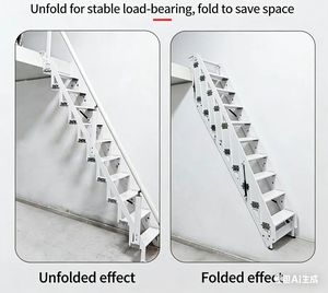 Escalera Telescópica en Forma <span class=keywords><strong>de</strong></span> L <span class=keywords><strong>de</strong></span> Aleación <span class=keywords><strong>de</strong></span> Zinc <span class=keywords><strong>para</strong></span> Montaje en Pared con Barandilla Metálica, Diseño que Ahorra Espacio <span class=keywords><strong>para</strong></span> Áticos, Uso Interior/Exterior - Product Image 4