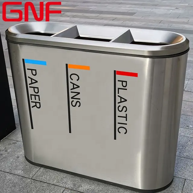 Acciaio inossidabile della cima aperta del compartimento di GNF 3/4 che ricicla il bidone della spazzatura all'aperto e dell'interno
