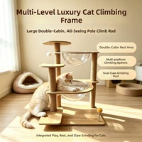Arbre à chat en bois avec double capsule spatiale, griffoir en sisal, arbre à chat multi-plateformes, mobilier pour chat toutes saisons