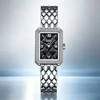 Montre à quartz pour femme Mark Fairwhale, lunette en zircon, cadran romain, étanche 30m, bracelet en métal, bracelet en cuir, montre-bracelet FW-3002