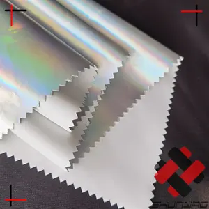 Polyester material Metallic Silber Hologramm Stoff