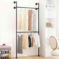 Organisateur de porte-vêtements en acier métallique de style vintage pour la maison chambre à coucher armoire cuisine salle de bain utilisation pour le nettoyage d'affichage de magasin