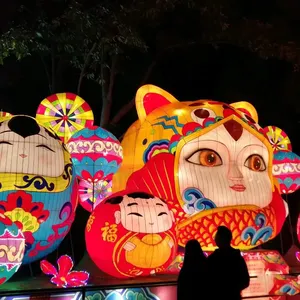 Lanterna de led para festival de seda, decoração ao ar livre, tecido de seda chinês