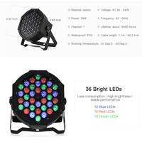 Projecteur professionnel 36W RGB LED effet lumière de scène Disco Light KTV Bar Party DJ Decor Projecteur de piste de danse à commande vocale