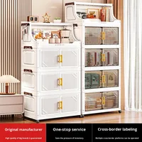 Armoire de rangement pliable multi-niveaux moderne pour salon et chambre à coucher, organiseur de vêtements en plastique sans installation