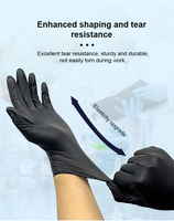 Gants jetables sans poudre, sans latex, gants de travail jetables, gants en vinyle noir, mélange de nitrile
