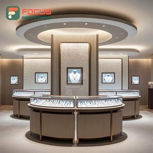 Vitrina de Exhibición de Joyería de Vidrio de Lujo Premium, Mueble de Exhibición Interior Moderno para Boutique con Iluminación LED de Madera y Metal - Product Image 5