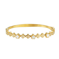 Ensemble de bagues en acier inoxydable plaqué or 18 carats, de forme trèfle à quatre feuilles, serties de pierres en zircone, élégantes et luxueuses