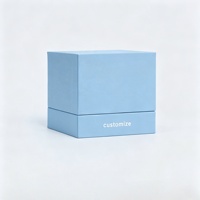 Caja de Embalaje de Papel Azul Claro con Logotipo Personalizado Moderno, Caja de Regalo de Cartón Rígido Premium con Base y Tapa para Productos de Cuidado de la Piel y Cosméticos