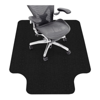Factory Sales Office Chair Mat TPE Bottom Non Slip Chair Rugs Black Polyester Chair Floor Carpet for Hard Wood