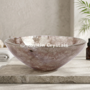 Cuenco de Ágata de Cuarzo Ahumado con Diseño de Amor Tallado, Decoración para el Hogar de Rozrin Crystals, Modelo Bowl-10 - Product Image 3
