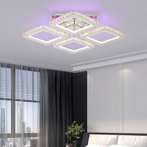 ไฟเพดาน LED เปลี่ยนสีตามจังหวะดนตรี RGB โคมไฟเพดานคริสตัล4ดวงพร้อม3000K-6500K - Product Image 1