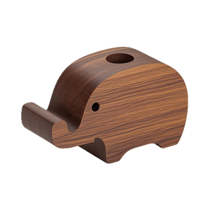 2-in-1 Modern Wooden Elephant Ornament Phone Stand Pen Holder <b>Small</b> Bamboo Calendar Office Organizer Desktop Decorative Item - Product Image 1