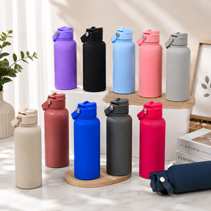 Custom Logo Modern 1L Stainless Steel Double Wall Insulated Vacuum <b>Ceramic</b> Inner Flask 500ml 1000ml Powder Coated Camping Sports - Product Image 3
