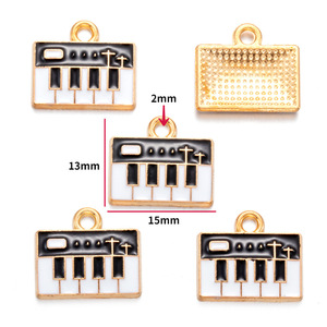 2025 New Guitar Bàn Phím Mặt Dây Chuyền Ý Charms Lins Phù Hợp 15Mm Mạ Vàng Trang Sức Charms Men Âm Nhạc Ghi Chú Cho Tự Làm - Product Image 3