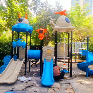 Équipement de terrain de jeu extérieur de qualité commerciale, <span class=keywords><strong>en</strong></span> plastique LLDPE, avec toboggans <span class=keywords><strong>en</strong></span> acier galvanisé, ensemble de jeux d'aventure robuste pour parc - Product Image 5