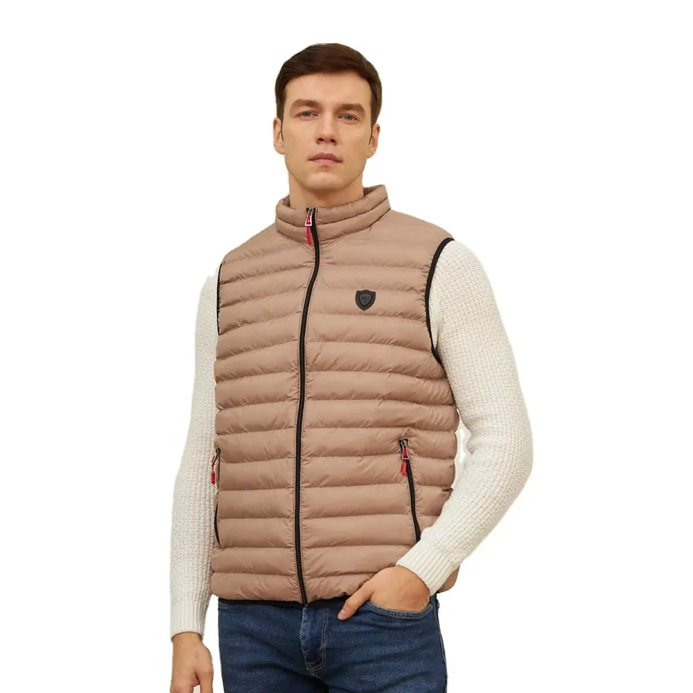 Standaard Fit Opblaasbaar Lichtgewicht Waterdicht Winddicht Vest Herfst Winterseizoen 100% Polyester Champagne