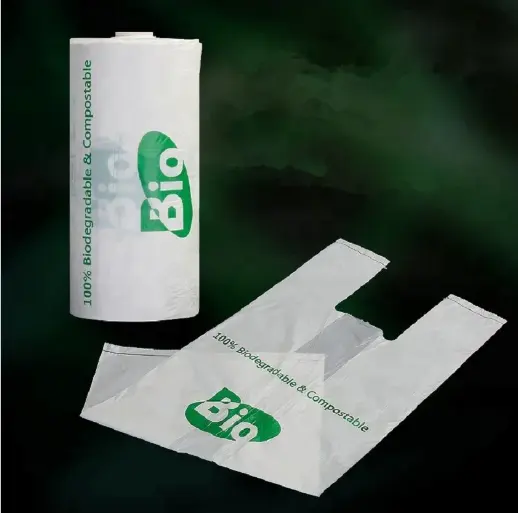 Manufacturer Compostable T Shirt bags on Roll Eco-Friendly Bags Made from Cornstarch Bio-based bags Made in China