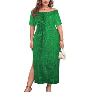 <span class=keywords><strong>Robe</strong></span> de soirée promotionnelle pour <span class=keywords><strong>femme</strong></span>, <span class=keywords><strong>grande</strong></span> <span class=keywords><strong>taille</strong></span> 7XL, à une épaule, avec fente haute, motif tribal polynésien Elei personnalisé, écologique - Product Image 3