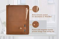 Carpeta Organizadora de Negocios A4 de Cuero PU con Cremallera, Anillas y Soporte para Tablet - ¡Gran Oferta!