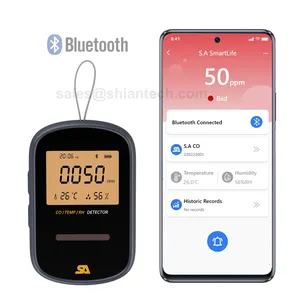 Bluetooth CO gas alarm with mobile phone app monitors carbon monoxide temp RH outdoor co gas monitor