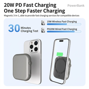 Chargeur sans fil magnétique 3-en-1 5000mAh 20W PD à charge rapide pour téléphone, montre et casque - Product Image 2