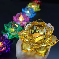 Vente en gros de porte-bougies en verre transparent écologique, porte-bougies en verre coloré en forme de lotus, lampe Bouddha, décoration d'intérieur