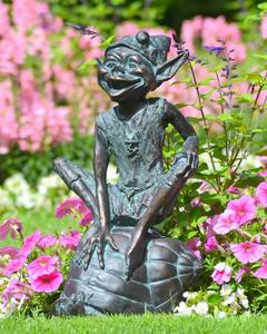 <strong>Large</strong> Outdoor <strong>Garden</strong> Ornament <strong>Gnome</strong> Sitting on a Snail Statue Pixie Decoration - Product Image 1