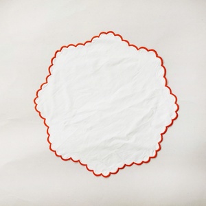 Eco-friendly 45*45cm Embroidered Edge Pure Flax Placemat Dining <b>Table</b> <b>Cloth</b> <b>Linen</b> Napkins for Wedding - Product Image 2
