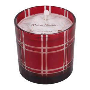 Candela Profumata alla Vaniglia Calda Maison Illuminare 12 Oz in Vaso di Vetro Decorativo a Quadri - Product Image 1