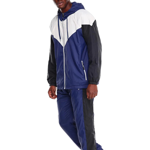 Survêtement technique haut de gamme pour homme en nylon froissé anthracite, coupe-vent à demi-zip et pantalon de survêtement contrastant – Fournisseur de vêtements personnalisés - Product Image 3