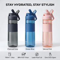 Bouteille d'eau de sport en plastique Tritan écologique de 700 ml avec paille, design minimaliste, pour la rentrée scolaire