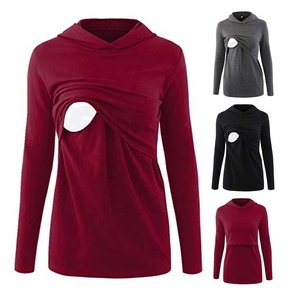 CUSTOM DESIGN WOMENS NURSING <b>HOODIE</b> PREGNANCY <b>MATERNITY</b> CLOTHING BREASTFEEDING LONG SLEEVE 100% COTTON FLEECE ECO-FRIENDLY - Product Image 6