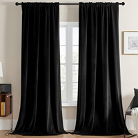 Rideaux occultants en velours vert foncé, isolants thermiques et anti-bruit pour salon et chambre à coucher