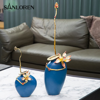 SANLOREN ornement de noël décor à la maison salon bureau moderne luxe fleur nénuphar émail ornements en céramique décoration