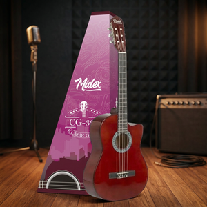 Guitarra Clásica Midex CG-390BR de 39 Pulgadas 4/4 con Varilla de Ajuste, Mástil de Sapele, Tapa de Abeto, Cutaway, Acabado Brillante y Funda Acolchada - Product Image 3