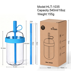 Vaso Ecológico de Tritán de 540 ml con Pajita - Libre de BPA, Estilo Americano, para Té con Leche y Café, Portátil - Product Image 5