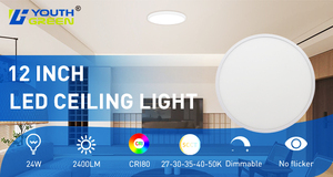 Hiện đại 12 inch 24W <span class=keywords><strong>Led</strong></span> Flush núi Bảng điều chỉnh ánh sáng trần siêu mỏng 0.64 inch độ dày 5cct màu cho phòng khách nhà IP44 - Product Image 6