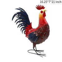 Décoration de jardin vintage style ferme européenne : Aiguille à vent et coq en fonte rouge et blanc, dissuasif pour les oiseaux