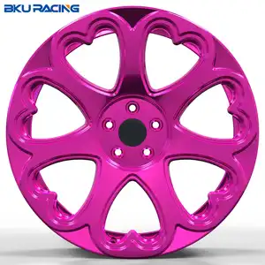 Bku racing 5x120 5x112 5x114.3 wheels 18 19 20 21 inch heart shape alloy wheels for tesla model 3 model y bmw F30 F10 G20 G30