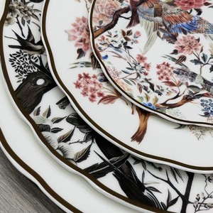 Hot Selling European Luxury Porcelain Dinner <b>Set</b> with 41pcs Bone China Plates Plant Pattern Custom Logo - Product Image 6