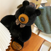 Ours en peluche noir personnalisé avec logo, animaux en peluche doux en gros, cadeau mignon en peluche, jouet câlin