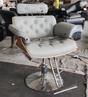 Kingshadow Fauteuil de salon de beauté moderne pouvant pivoter et soulever une chaise de barbier grise en acier inoxydable
