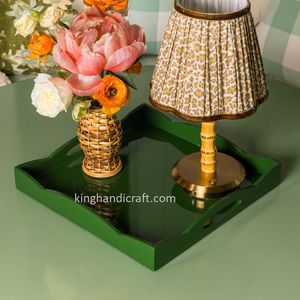 Plateau de service rectangulaire en bois laqué artisanal de haute qualité, écologique et décoratif pour la restauration, les hôtels et les restaurants - Product Image 6