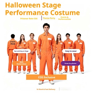 Disfraz de Prisionera para Mujer, Adulto, Manga Larga, Poliéster, Naranja, Mono de Reclusa, para Halloween, Carnaval, Fiesta de Disfraces - Product Image 3