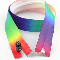 Mode 5 #   Fermeture éclair en nylon à extrémité ouverte, colorée, dégradée, arc-en-ciel, pour sacs